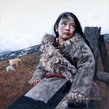 Bergère AX Tibet Peinture à l'huile